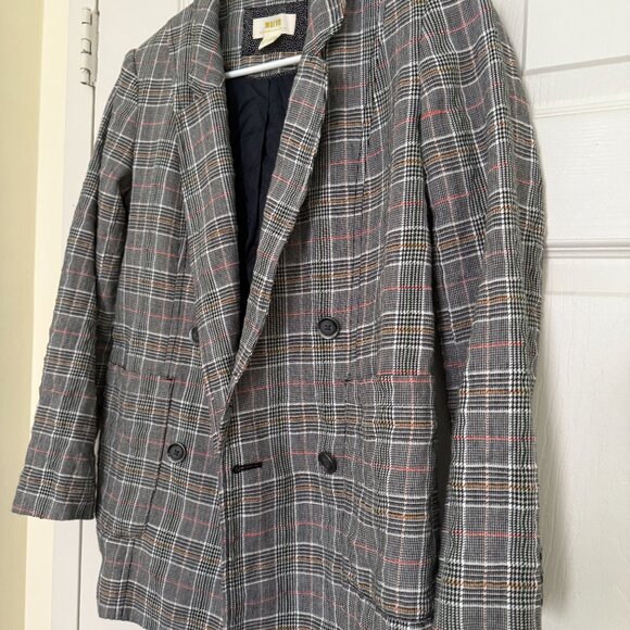 Anthropologie Maeve Lilith Oversized Double Breasted Plaid Blazer 0P - Picture 6 of 14